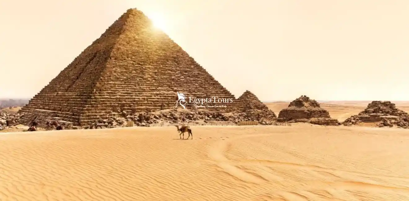 Giza Pyramids Complex 10 Pyramid-of-Khafre-with-intact-casing-stones-and-Great-Sphinx-in-background-EgyptaTours