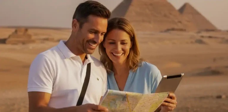 Essential-Information-Before-You-Go-Iconic-Egypt-Travel-Scene-Featuring-The-Pyramids-Of-Giza-And-Desert-Landscape-EgyptaTours