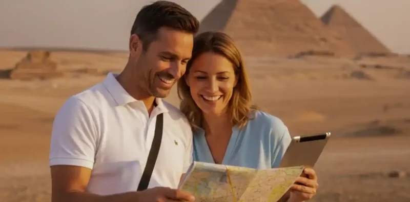 Essential-Information-Before-You-Go-Iconic-Egypt-Travel-Scene-Featuring-The-Pyramids-Of-Giza-And-Desert-Landscape-EgyptaTours