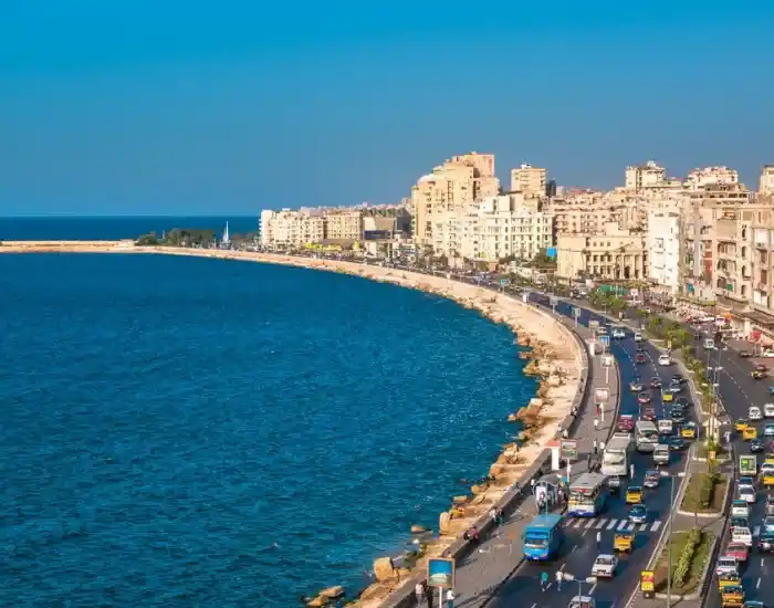 Aerial-View-Of-The-Corniche-And-Mediterranean-Sea-In-Alexandria-EgyptaTours