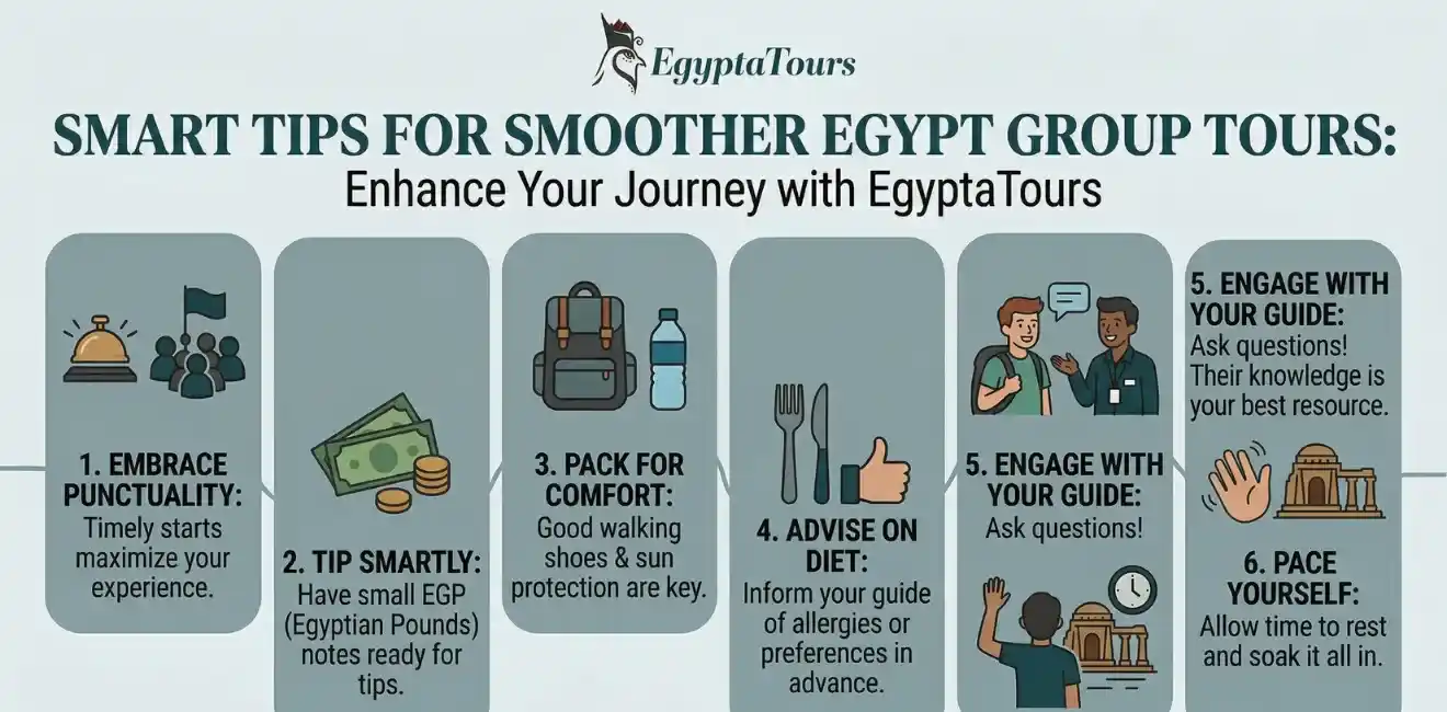 Egypt Group Tours: Unforgettable Adventures Through Ancient Wonders 14 Smart-tips-that-make-Egypt-group-tours-smoother-and-more-enjoyable-EgyptaTours