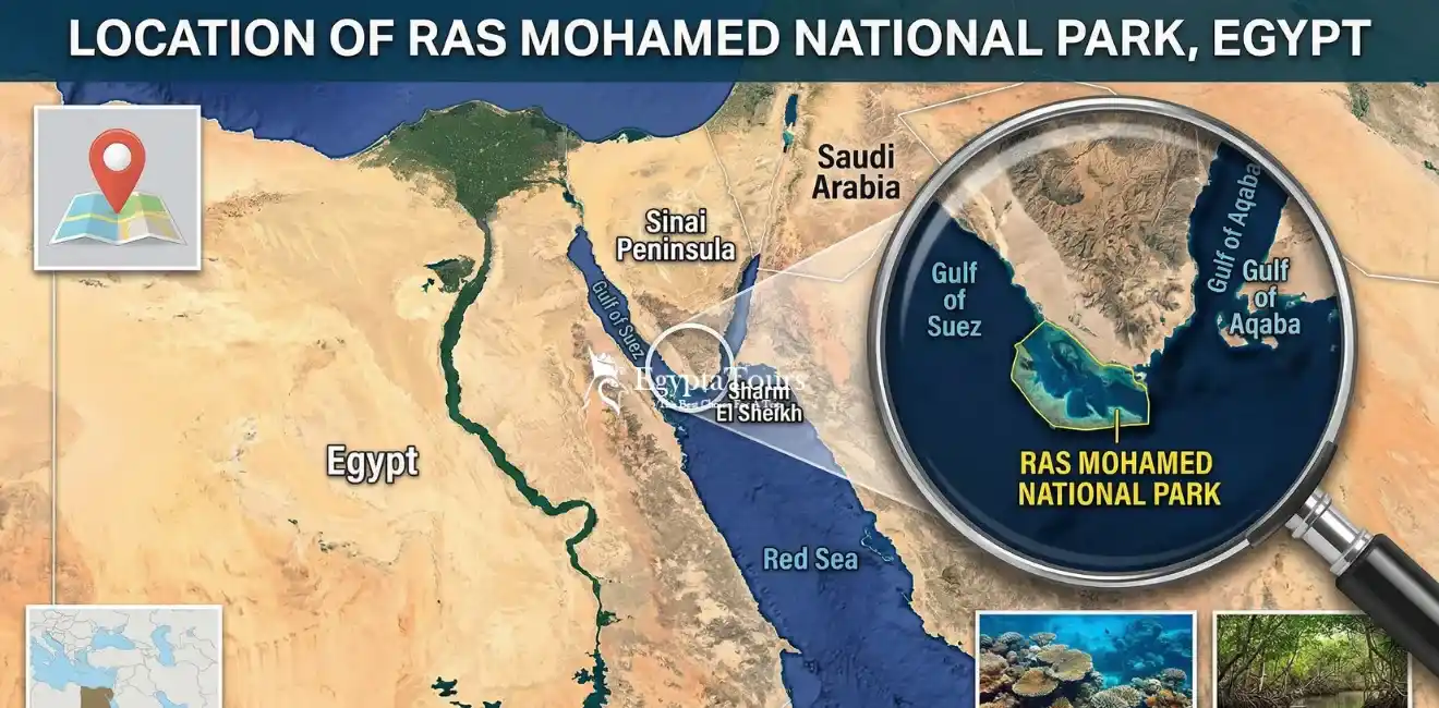 Ras Mohamed National Park: A Complete Guide to Egypt’s Natural Paradise 8 Location-of-Ras-Mohamed-National-Park-EgyptaTours